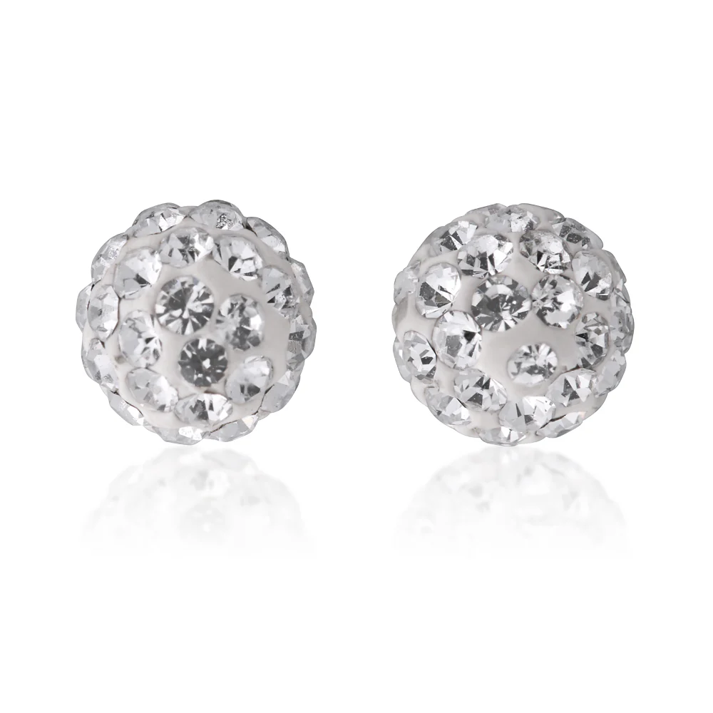 9ct Yellow Gold 6mm Crystal Ball Stud Earrings - Image 2