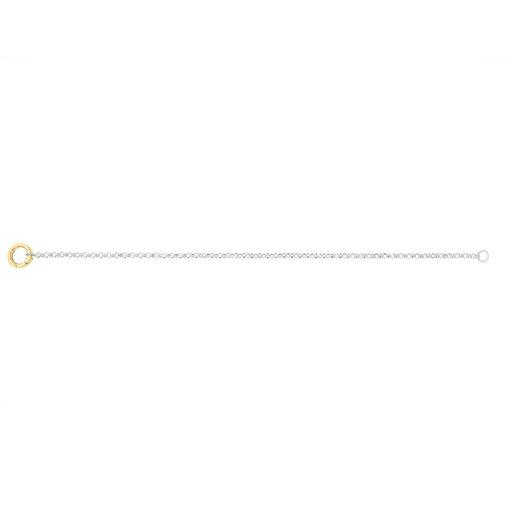 9ct Yellow Gold and Sterling Silver Fancy Rolo 19cm Bracelet - Image 2