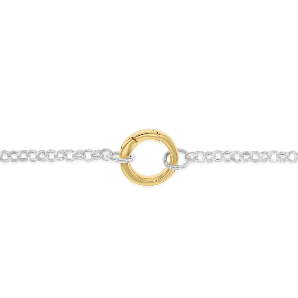 9ct Yellow Gold and Sterling Silver Fancy Rolo 19cm Bracelet - Image 3