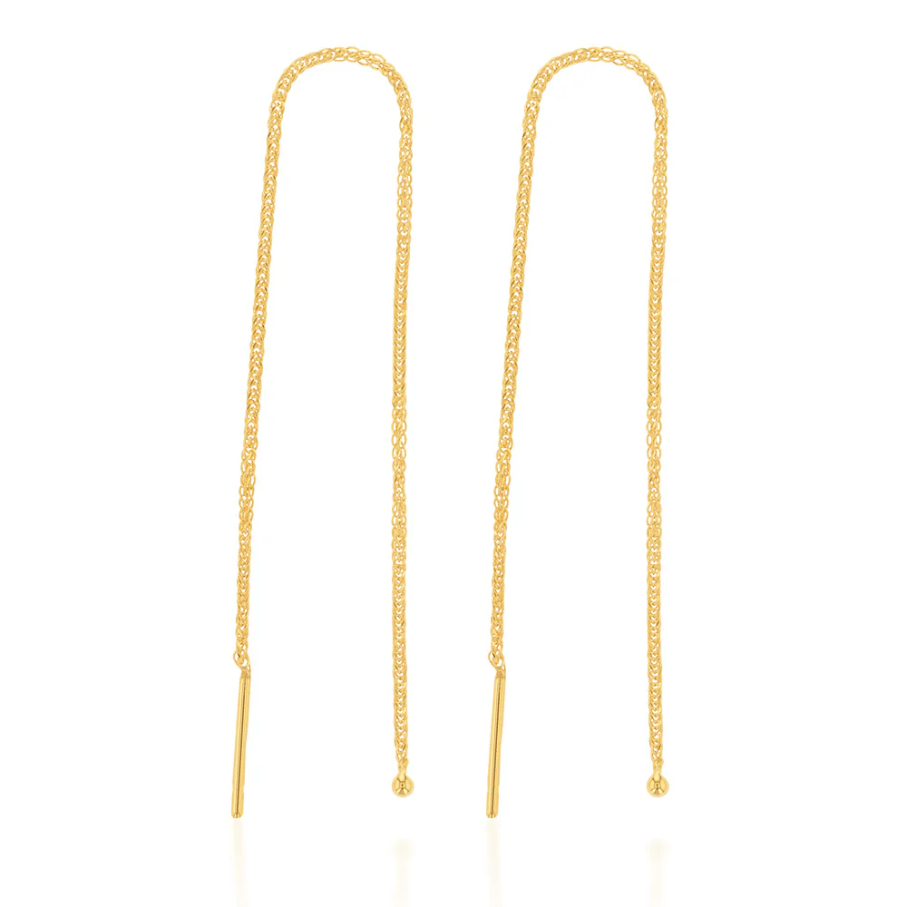 9ct Yellow Gold Chain Threader Drop Earrings