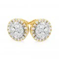 9ct Yellow Gold Cluster 1/2 Carat Diamond Stud Earrings - Image 2