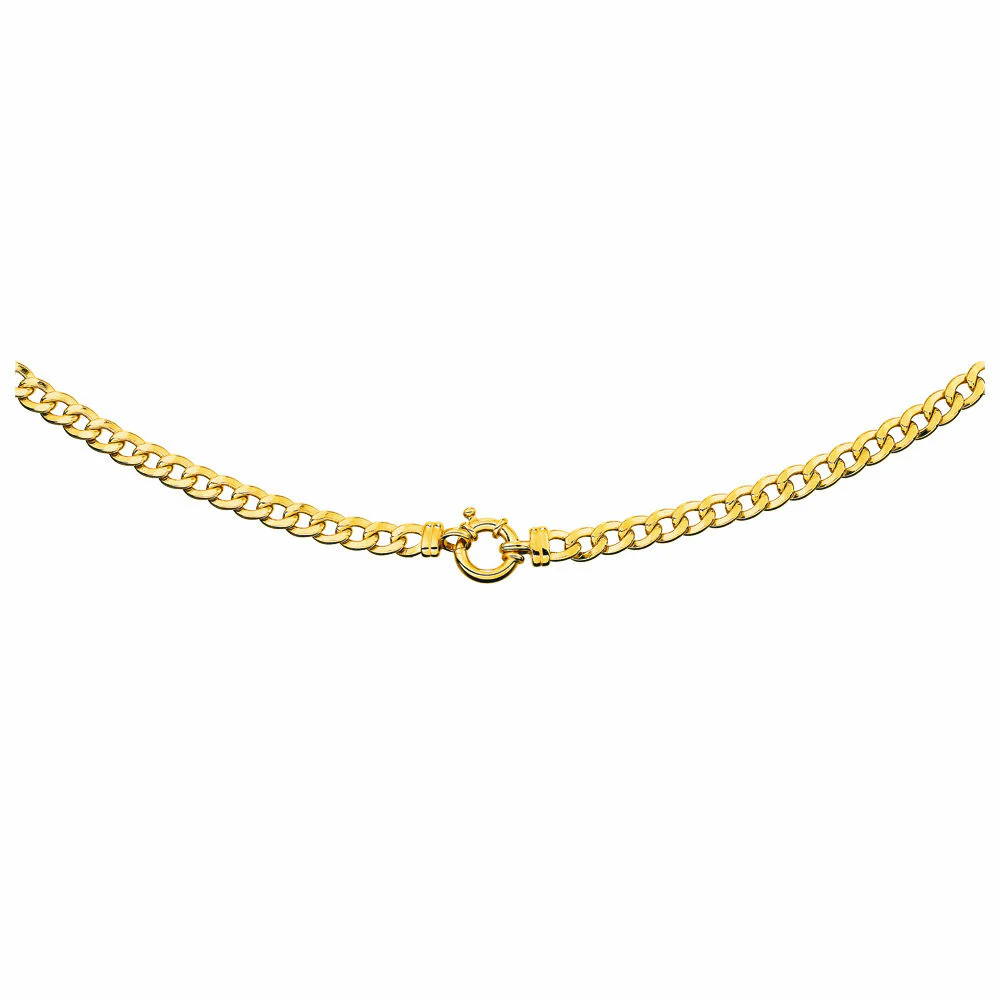 9ct Yellow Gold Copper Filled 45cm Curb 150 Gauge Chain Bolt Ring - Image 2