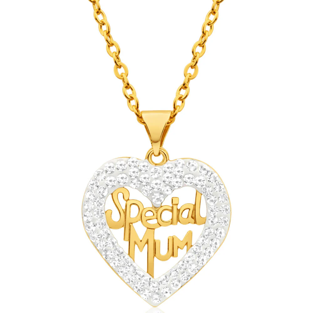 9ct Yellow Gold Crystal Pendant