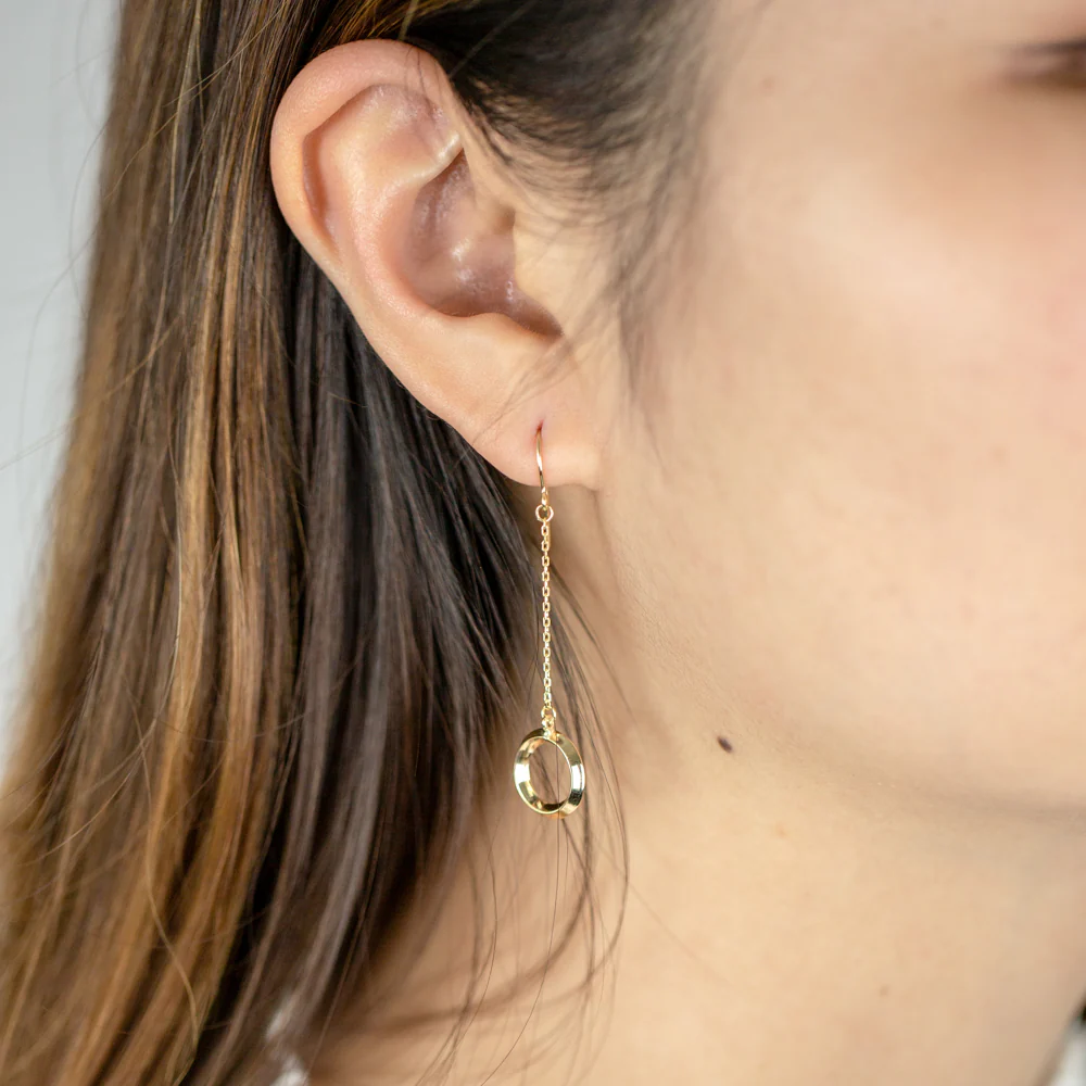 9ct Yellow Gold Cubic Zirconia Diamond Cut Drop Earrings - Image 3