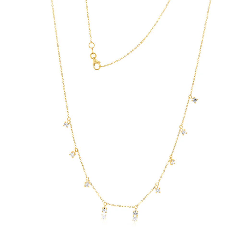 9ct Yellow Gold Cubic Zirconia Droplet 45cm Chain