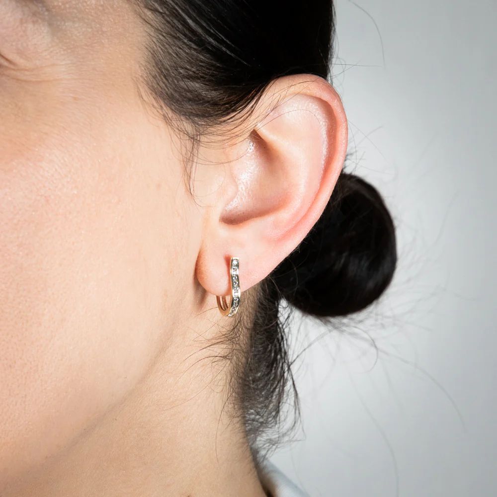 9ct Yellow Gold Cubic Zirconia Fancy Hoop Earrings - Image 3