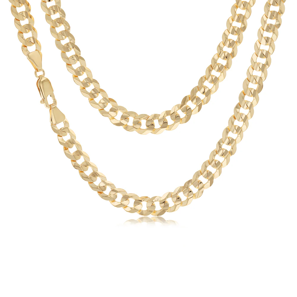 9ct Yellow Gold Curb Concave Lightweight 150 Gauge 55cm Chain