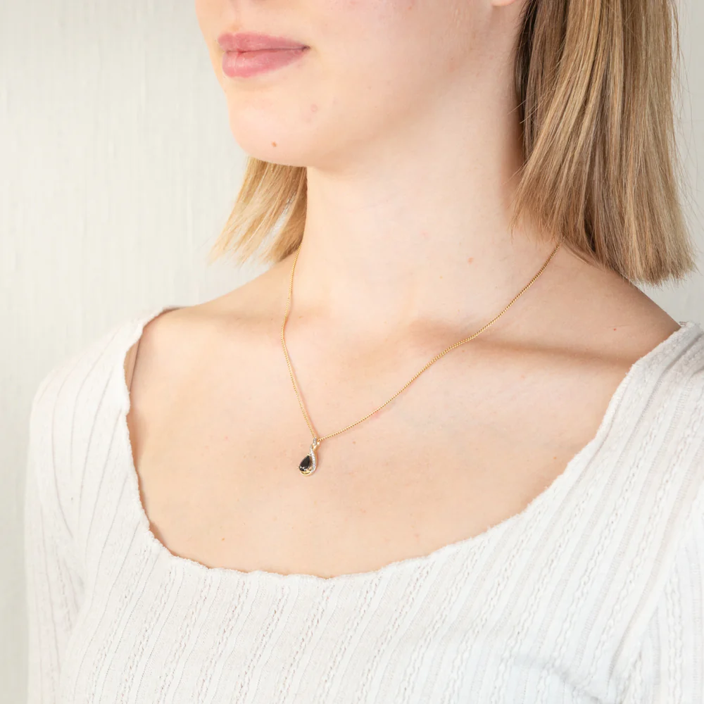 9ct Yellow Gold Diamond And Sapphire Slider Pendant - Image 2