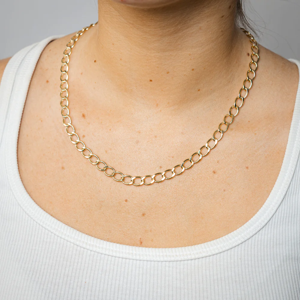 9ct Yellow Gold Diamond Cut Hollow 50cm Curb Chain - Image 3