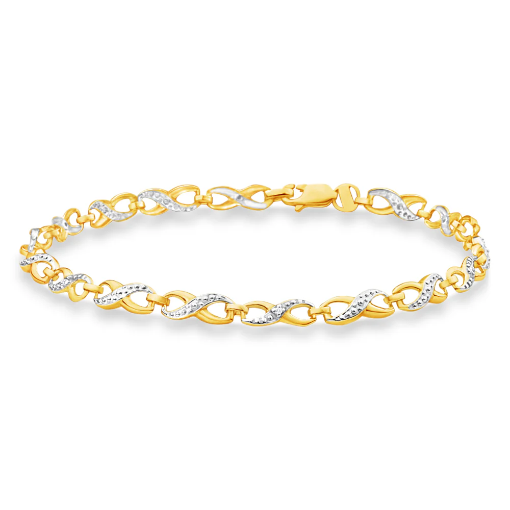 9ct Yellow Gold Diamond Infinity Bracelet with 6 Round Diamonds