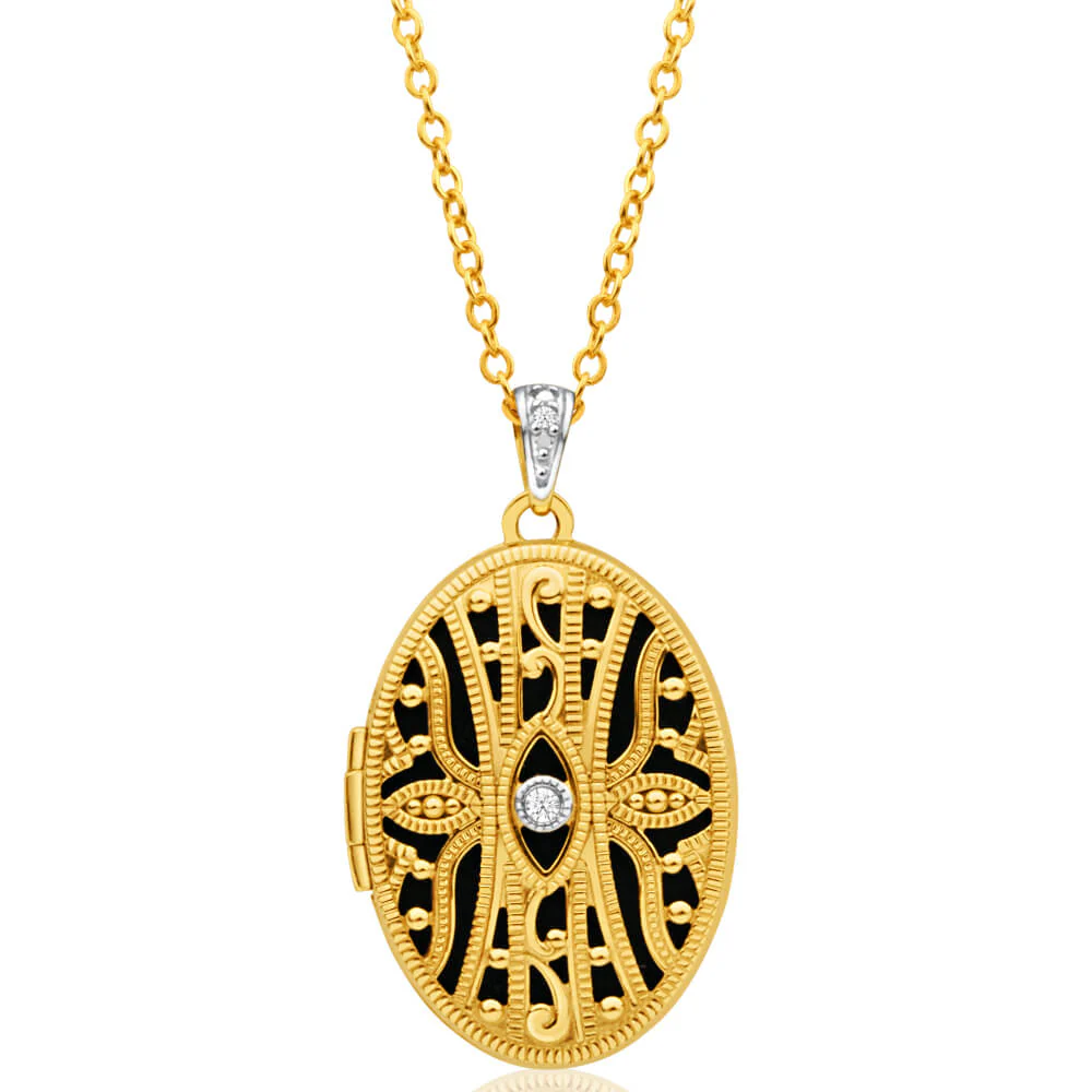 9ct Yellow Gold Diamond Locket Pendant