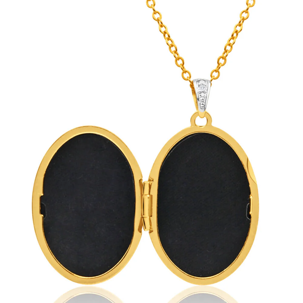 9ct Yellow Gold Diamond Locket Pendant - Image 2