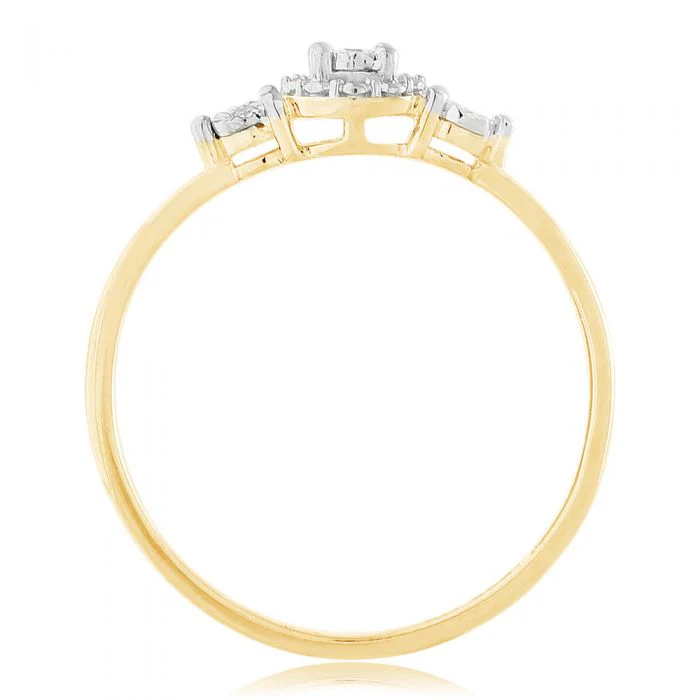 9ct Yellow Gold Diamond Trilogy Ring with 3 Brilliant Diamonds in Disc Setting - Image 2