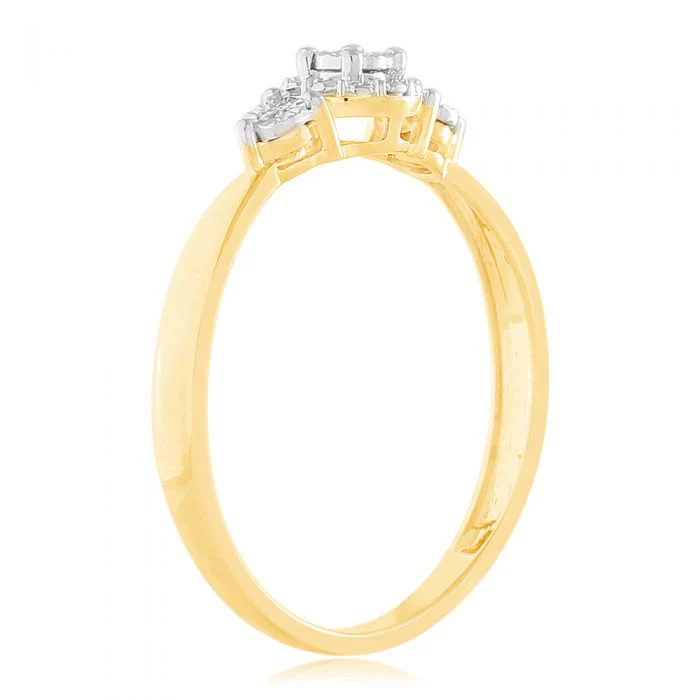 9ct Yellow Gold Diamond Trilogy Ring with 3 Brilliant Diamonds in Disc Setting - Image 4