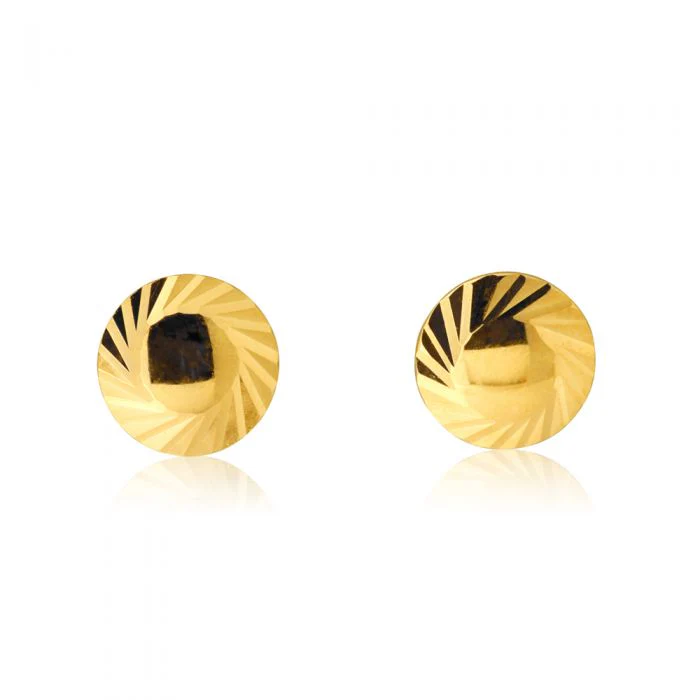 9ct Yellow Gold Dicut Round Stud Earrings