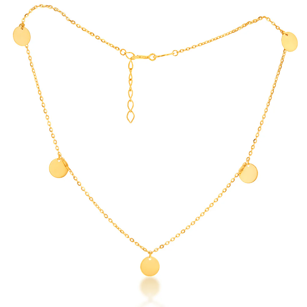 9ct Yellow Gold Disc Charm 27cm Anklet
