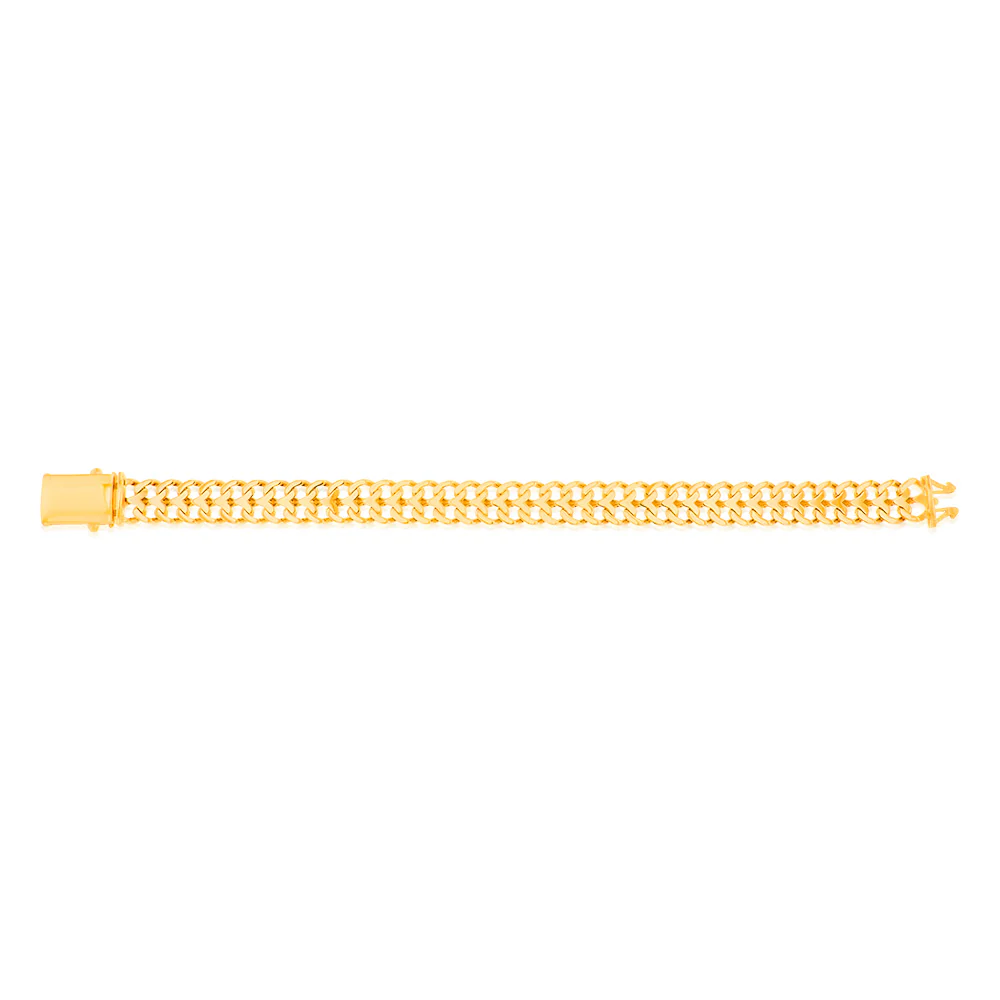 9ct Yellow Gold Double Row Curb Link 20cm Bracelet - Image 2