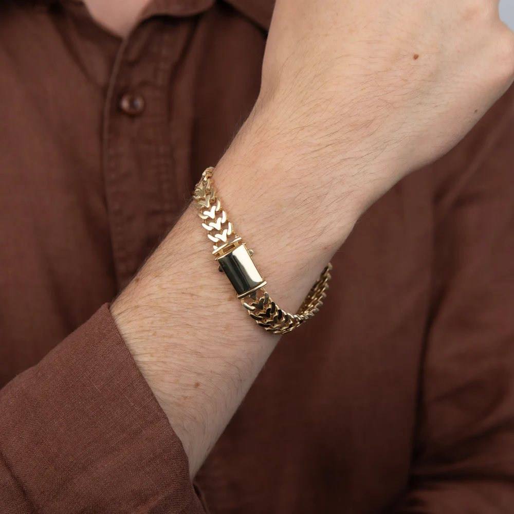 9ct Yellow Gold Double Row Curb Link 20cm Bracelet - Image 3