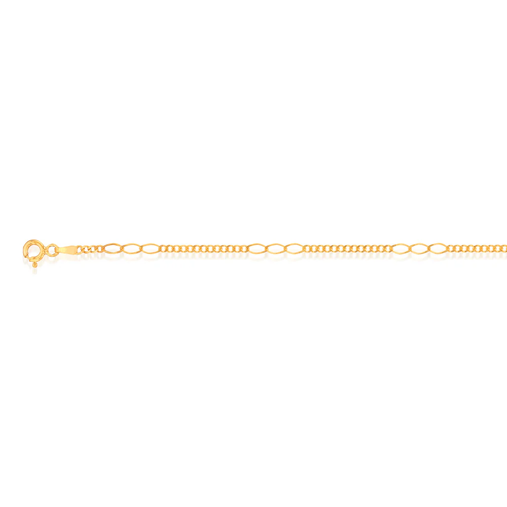 9ct Yellow Gold Fancy 50 Gauge Curb 27cm Anklet