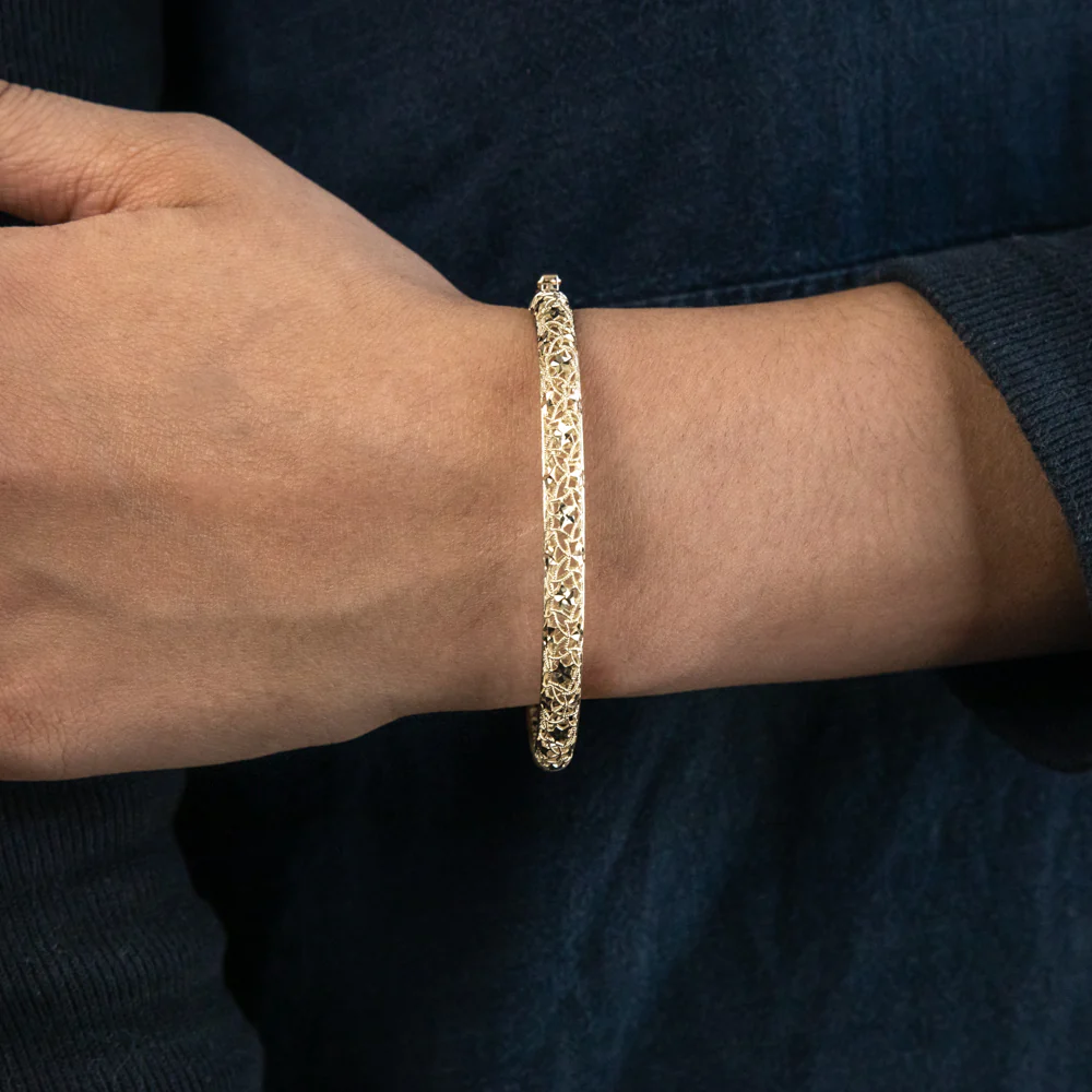 9ct Yellow Gold Fancy Mesh 65mm Bangle - Image 4