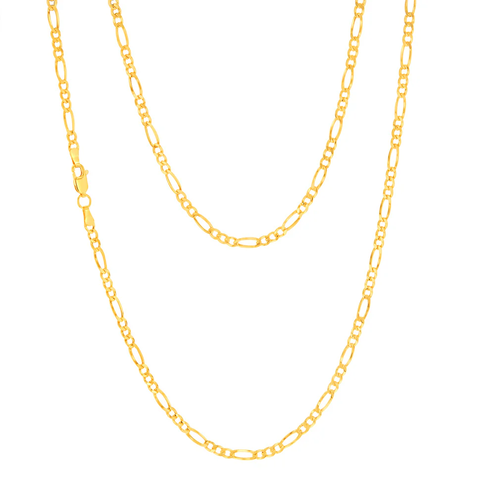 9ct Yellow Gold Figaro 1:3 80 Gauge 55cm Chain