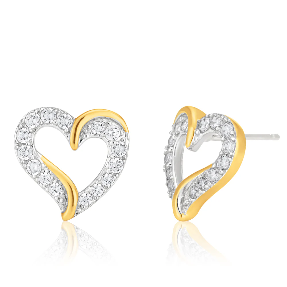 9ct Yellow Gold Heart Shape Zirconia Studs - Image 2