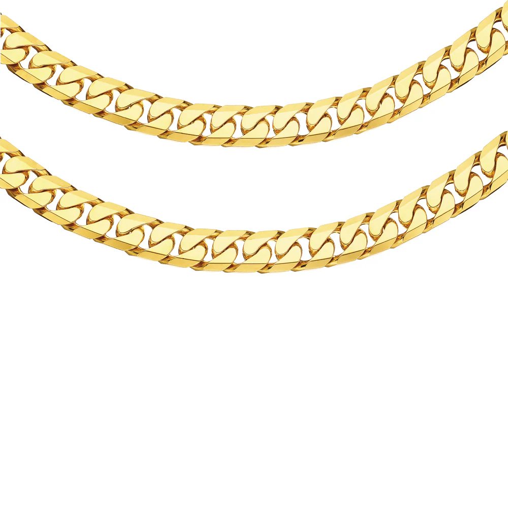 9ct Yellow Gold Heavy Curb Bevelled Flat 60cm Chain in 550Gauge