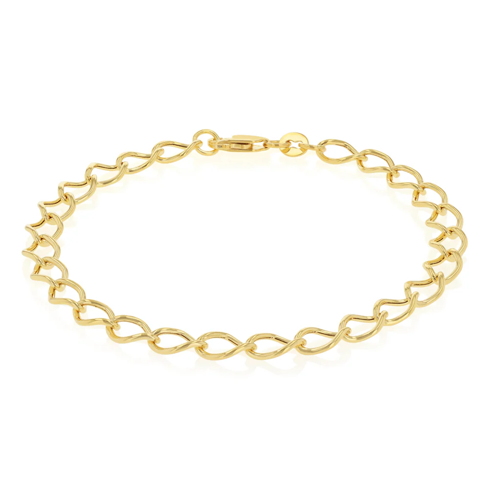 9ct Yellow Gold Hollow 19cm Curb Bracelet