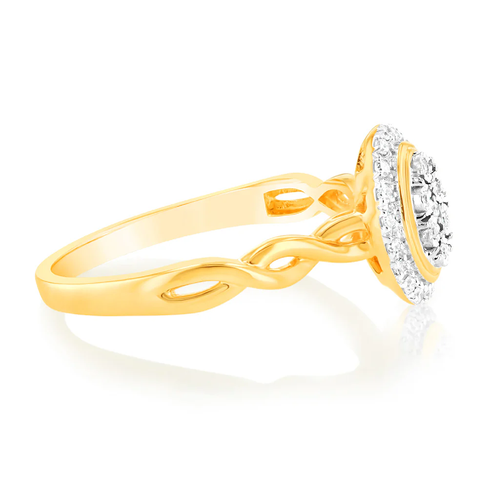 9ct Yellow Gold Luminesce Lab Grown Diamond Ring with 25 Brilliant Diamonds - Image 2