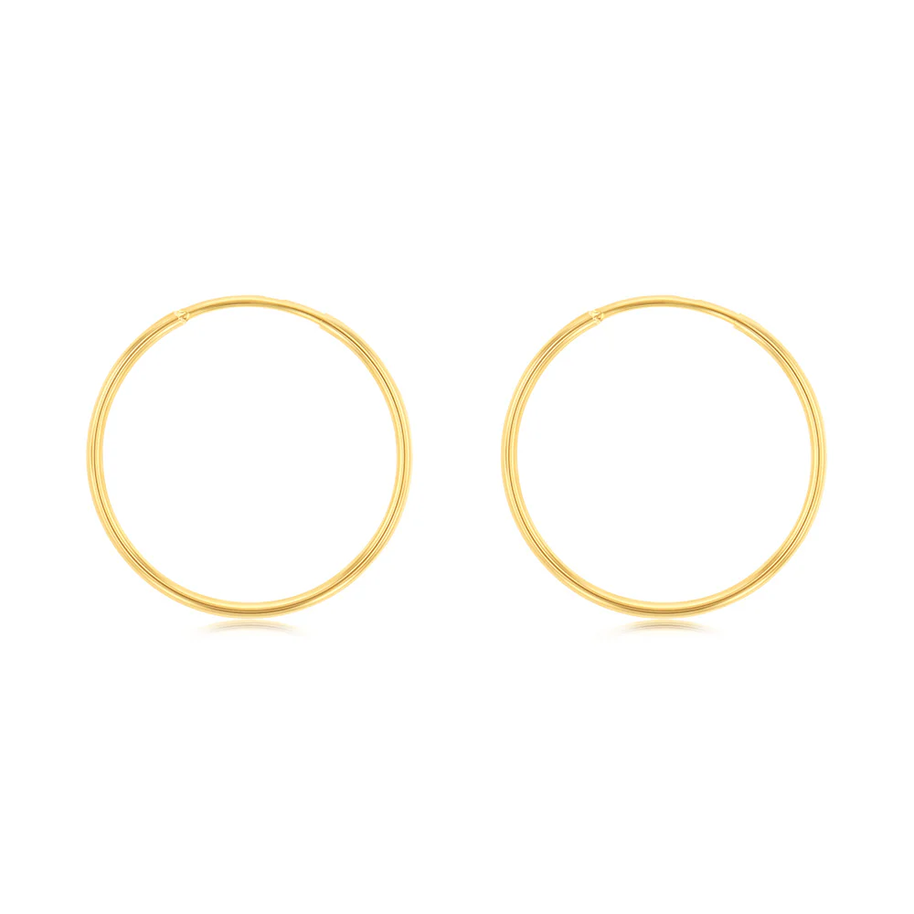 9ct Yellow Gold Plain 15mm Sleeper Earrings