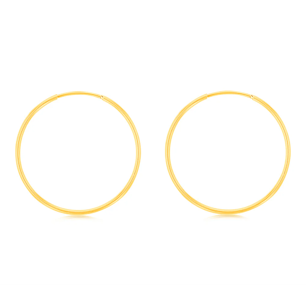 9ct Yellow Gold Plain 25mm Sleeper Earrings
