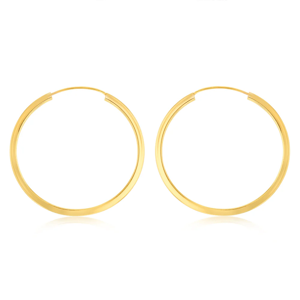 9ct Yellow Gold Plain 25mm Sleeper Earrings