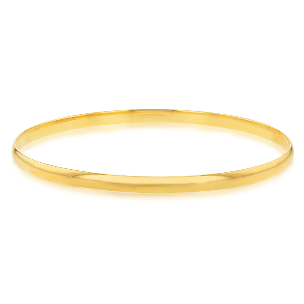 9ct Yellow Gold Plain 3.8mm Gold Bangle