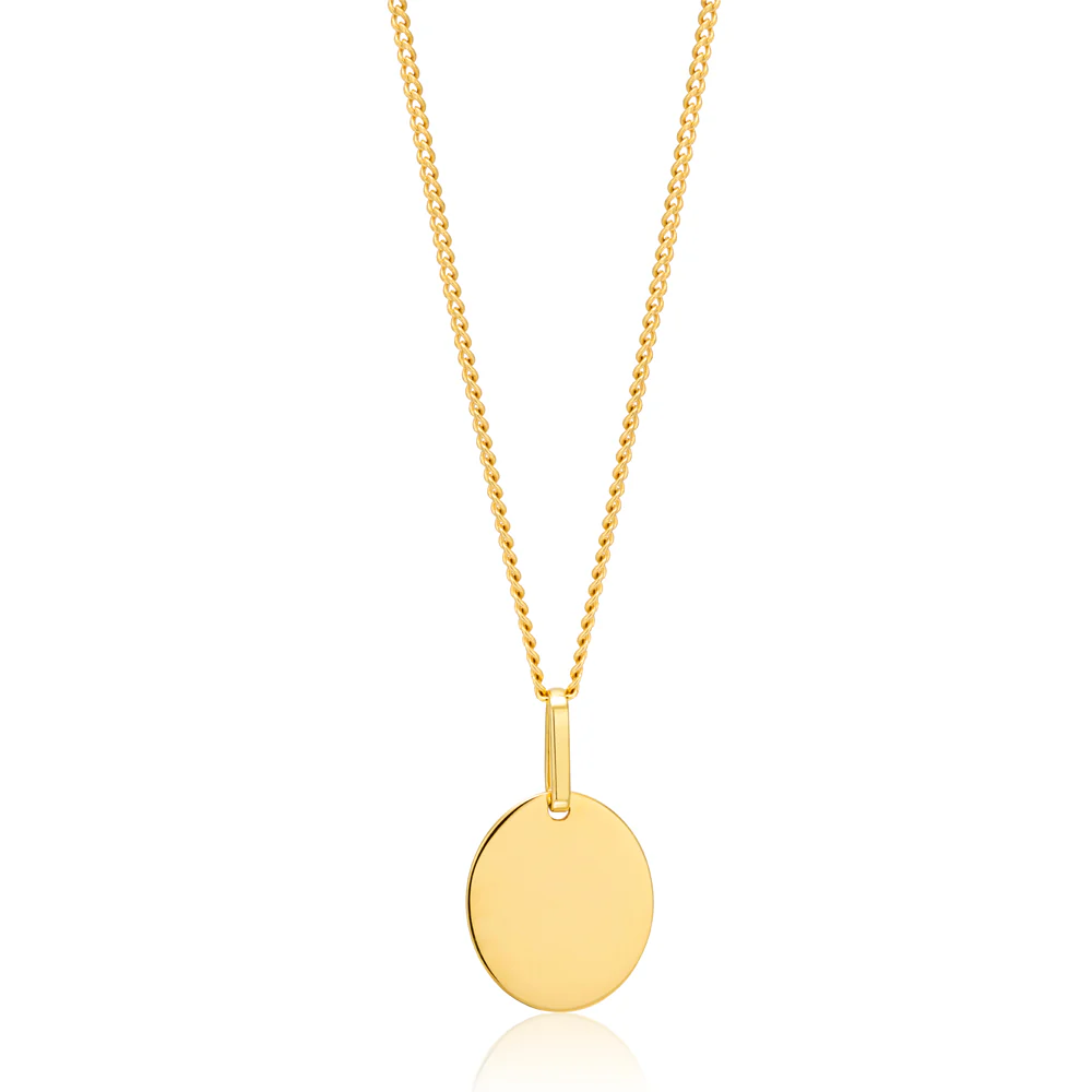 9ct Yellow Gold Plain Oval Pendant