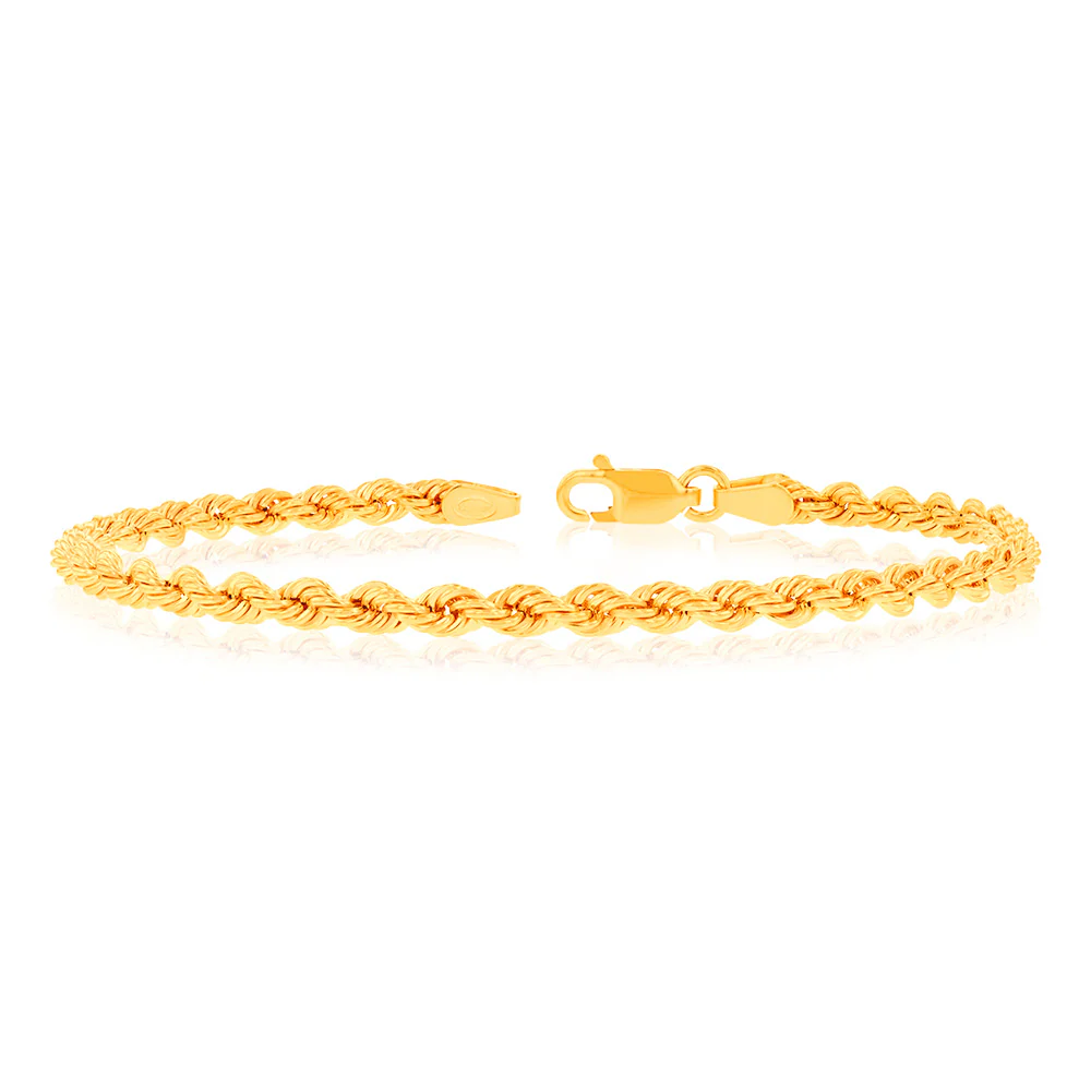 9ct Yellow Gold Rope 19cm Chain