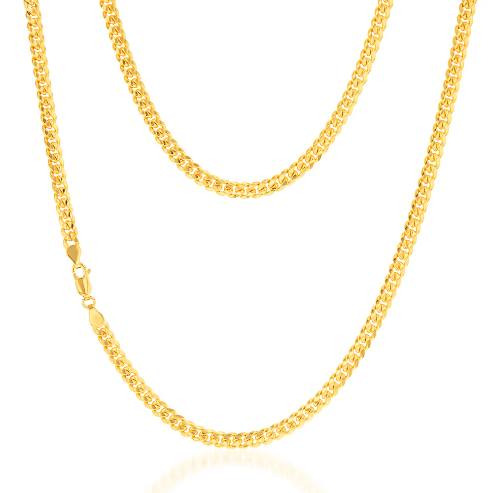 9ct Yellow Gold Silver Filled 120 Gauge Curb 50cm Chain