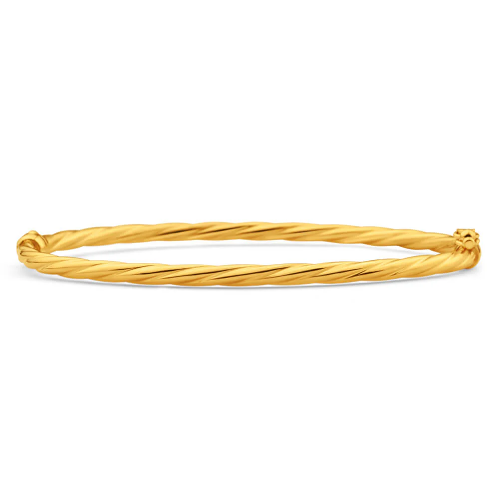 9ct Yellow Gold Silver Filled 3x60mm Bangle