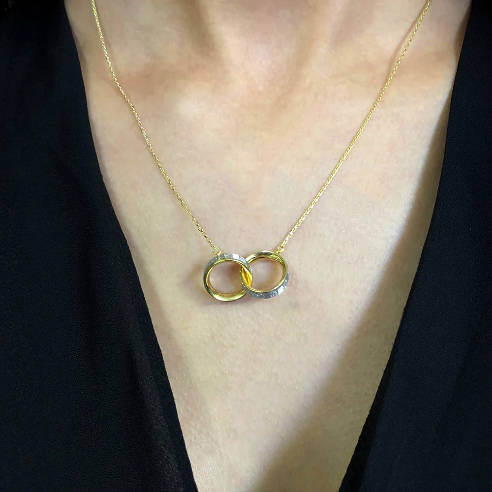 9ct Yellow Gold Silver Filled 45cm Entwined Circle of Life Pendant