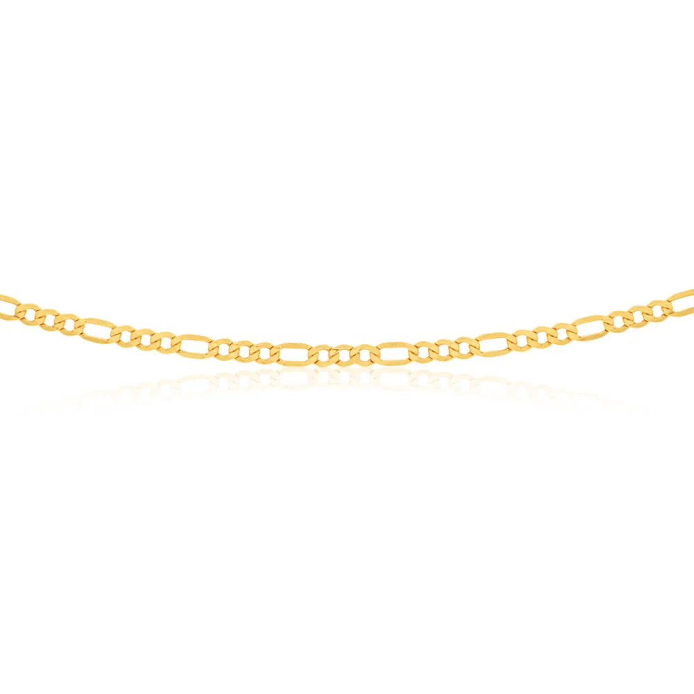 9ct Yellow Gold Silver Filled 55cm 120 Gauge Figaro Chain - Image 3