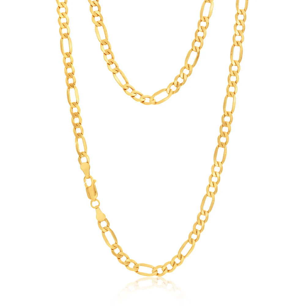 9ct Yellow Gold Silver Filled 55cm 120 Gauge Figaro Chain - Image 4
