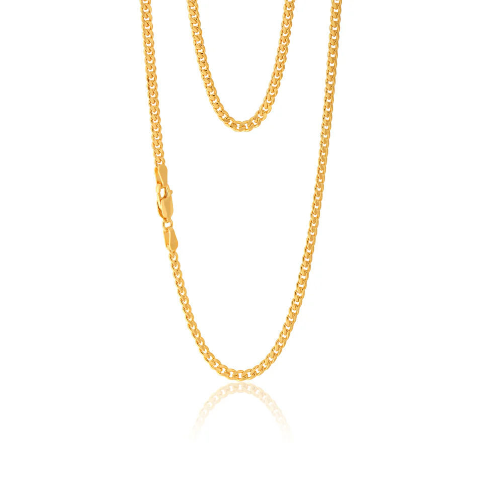 9ct Yellow Gold Silver Filled 60cm Curb Chain