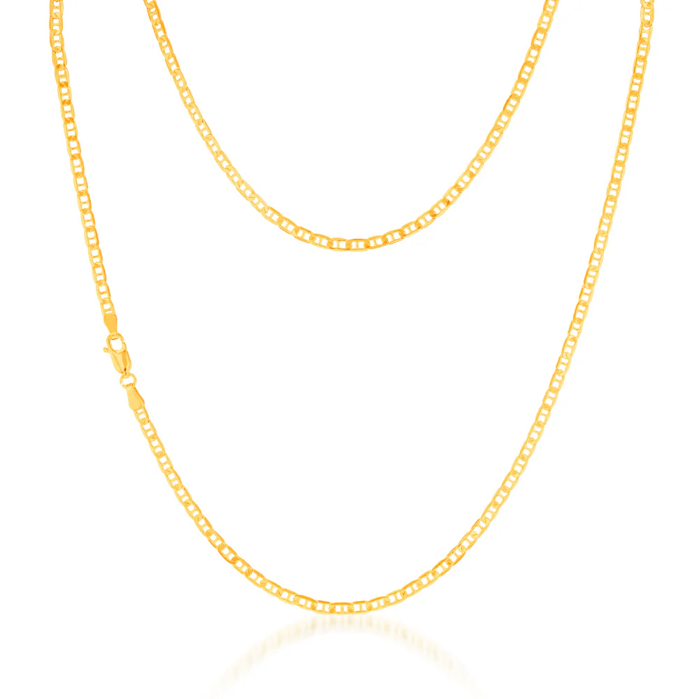 9ct Yellow Gold Silver Filled 80 Gauge Anchor 55cm Chain