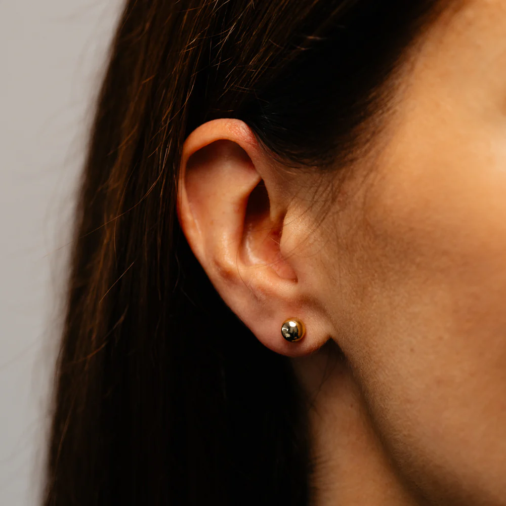 9ct Yellow Gold Silver Filled Ball 6mm Stud Earrings - Image 2