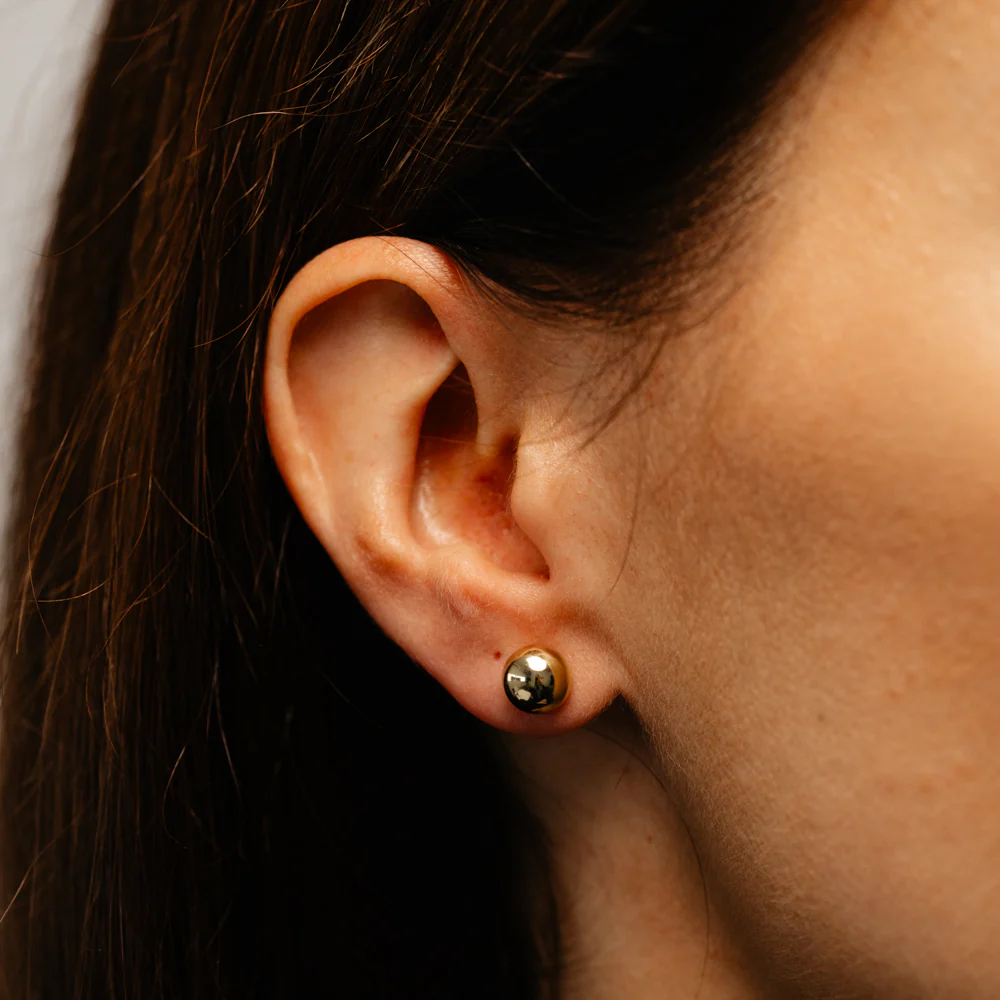 9ct Yellow Gold Silver Filled Ball 8mm Stud Earrings - Image 2