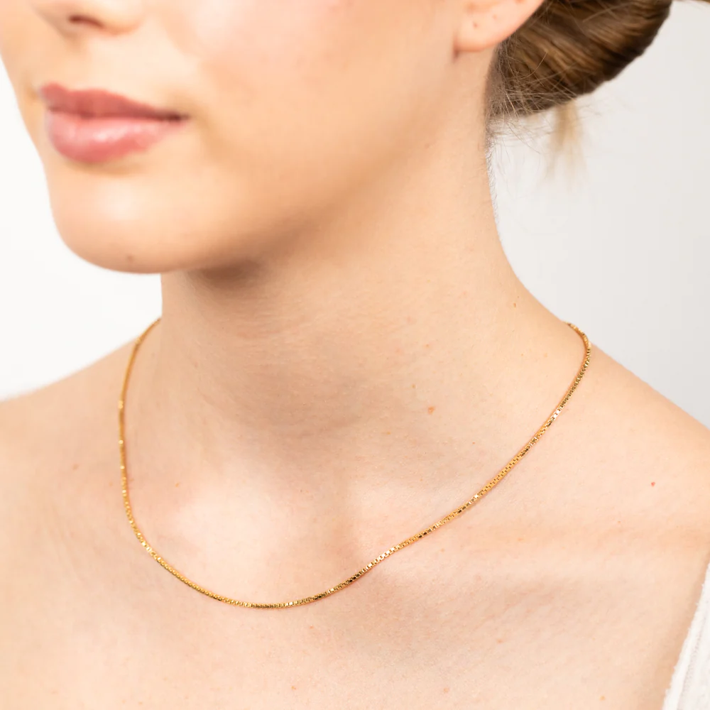 9ct Yellow Gold Silver Filled Box Link 45cm chain - Image 3