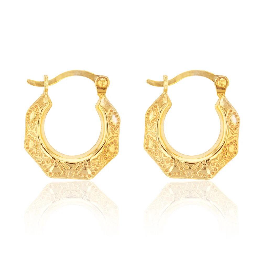 9ct Yellow Gold  Silver Filled Broad 7mm Hoop