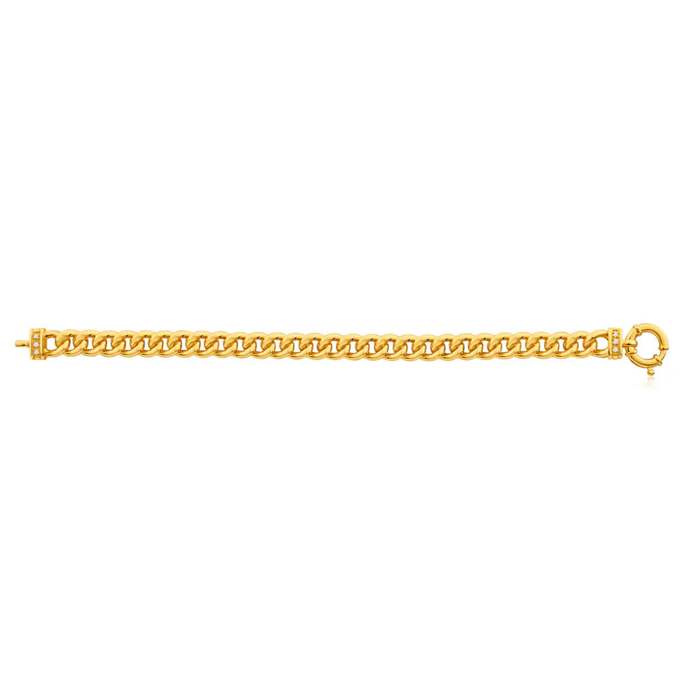 9ct Yellow Gold Silver Filled Cubic Zirconia 20cm Twist Curb Bracelet - Image 2