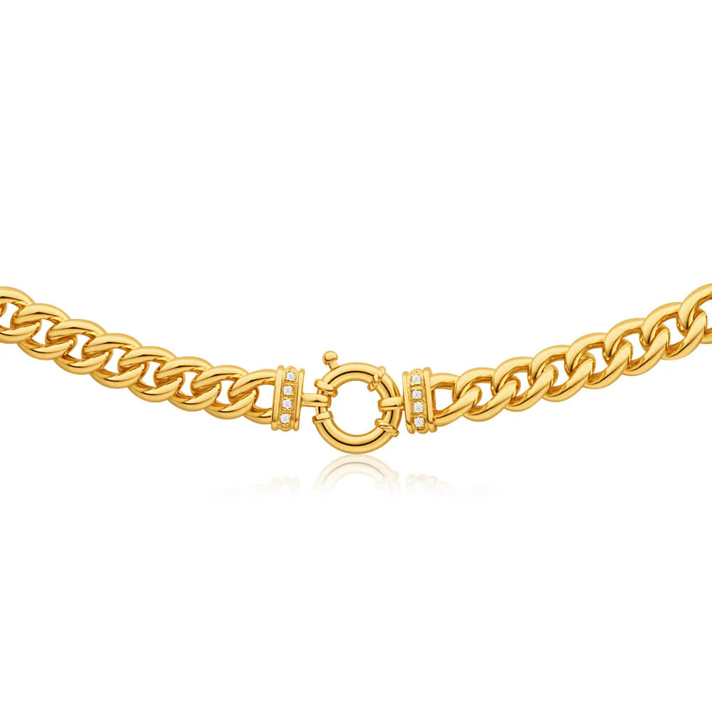 9ct Yellow Gold Silver Filled Cubic Zirconia 50cm Curb Chain - Image 2