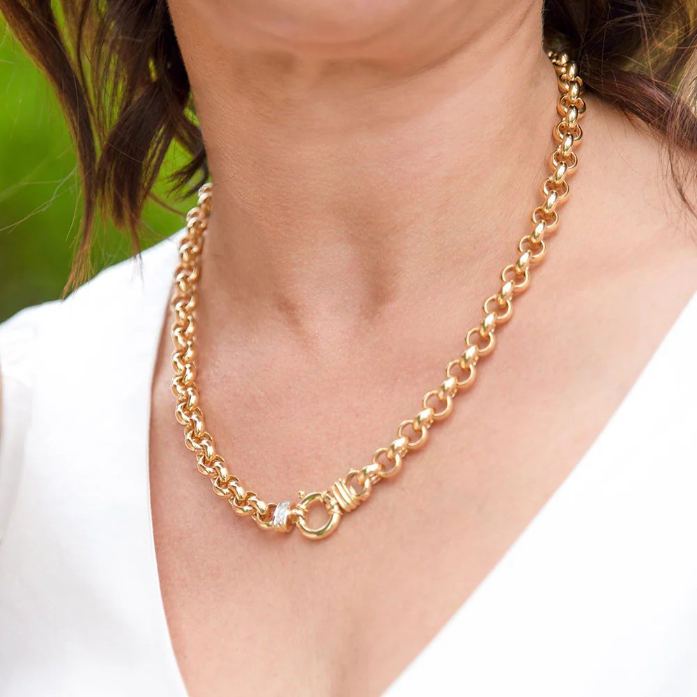 9ct Yellow Gold Silver Filled Cubic Zirconia Belcher darling 50cm Chain - Image 6