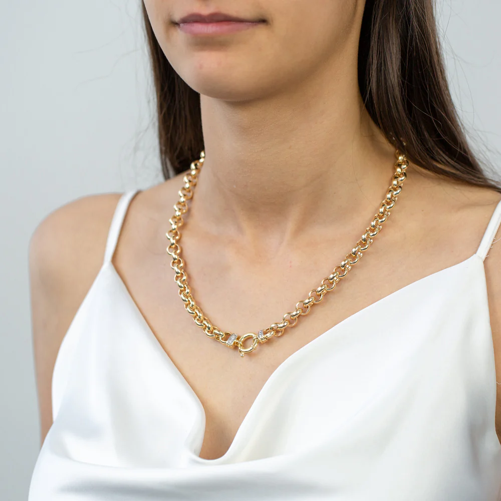 9ct Yellow Gold Silver Filled Cubic Zirconia Belcher darling 50cm Chain - Image 8